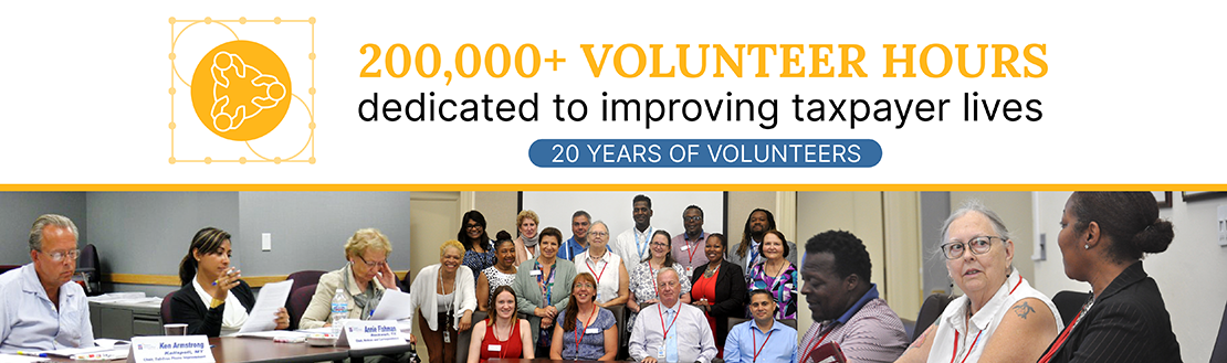 100,000 volunteer hours dedicated to improving taxpayer lives